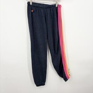 Aviator Nation Dark Blue Pants with Rainbow Stripe